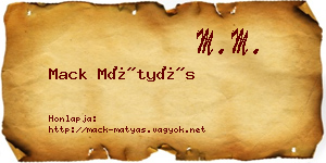 Mack Mátyás névjegykártya