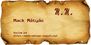 Mack Mátyás névjegykártya